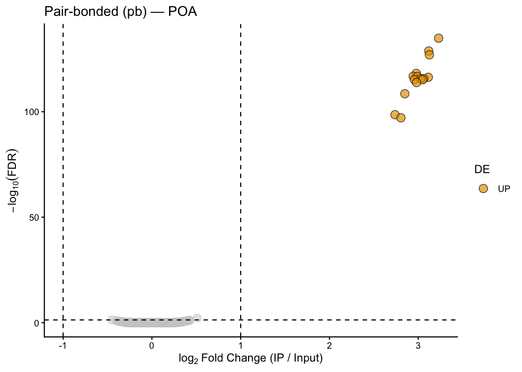 Customised volcano plot for pair-bonded mice
